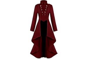 BITSEACOCO Medieval Steampunk Jacket for Women, Vintage Halloween Costumes Gothic Button Corset Tailcoat Tuxedo Uniform