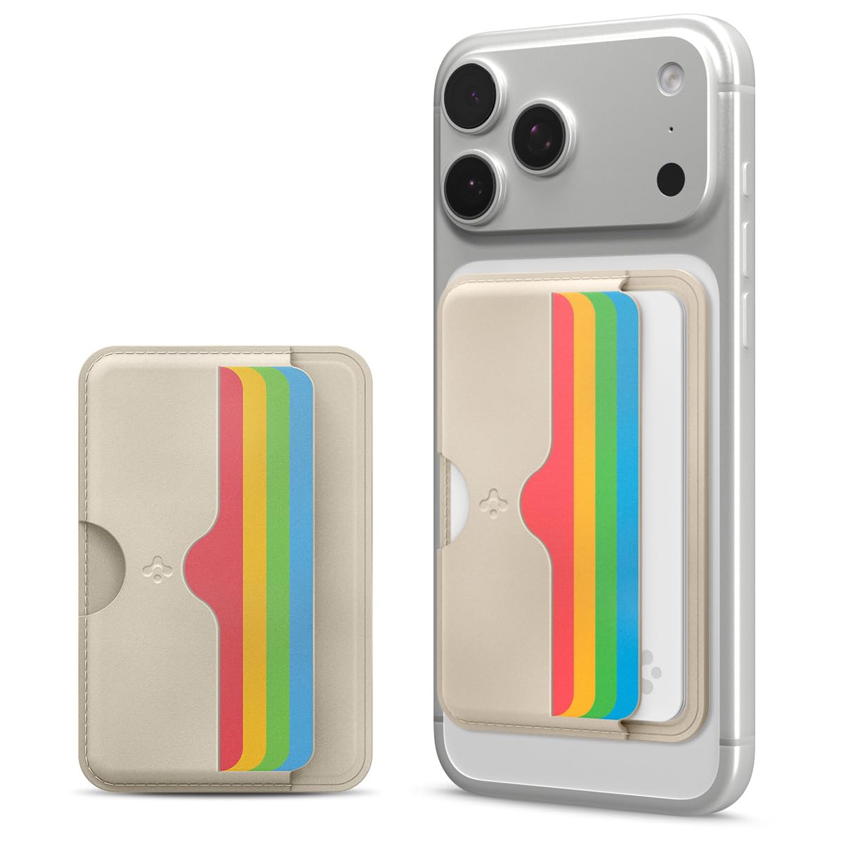 Caseology by Spigen Folder Pop MagFit Magnetic Wallet Card Holder 3-Cards Compatible with iPhone 17/16/15/14/13/12 Models, MagSafe Accessories - Rainbow