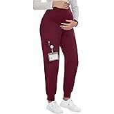 PACBREEZE Women's Maternity Scrubs with 6 Pockets, Workwear Maternity Jogger Scrubs Pregnancy Pants, S-XXL