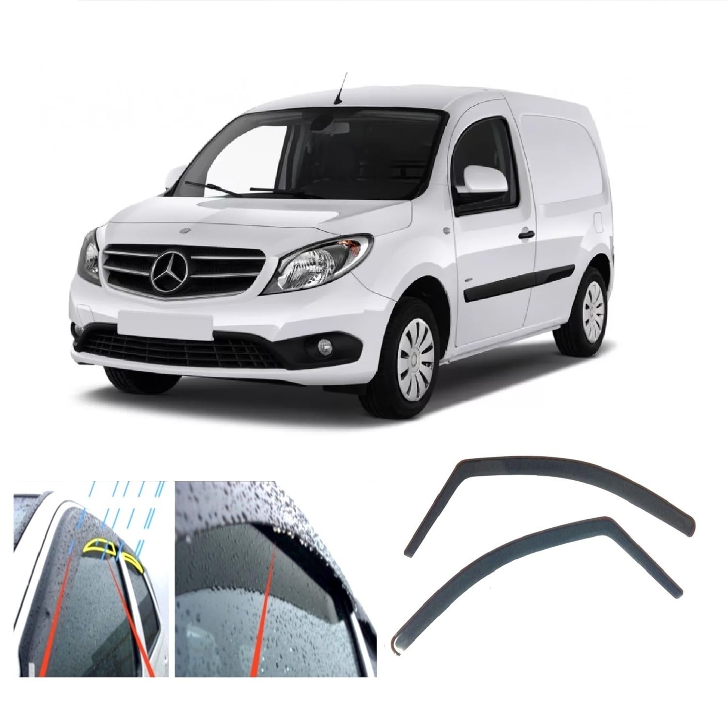 AC WOW 2x Wind Deflectors for Renault KANGOO for Mercedes-Benz CITAN 2007 2008 2009 2010 2011 2012 2013 2014 2015 2016 2017 2018 2019 2020 2021