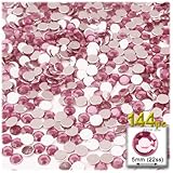 The Crafts Outlet 144-Piece Flat Back Round Rhinestones, 5mm, Light Rose/Pink