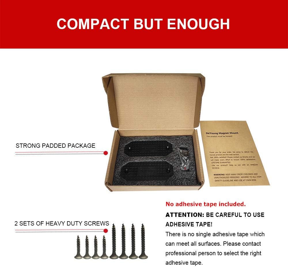 DeYoung Gun Magnet 2-Pack, 46lbs Rated Magnetic Gun Mount, Anti Scratch HQ Rubber Coated, Concealed Firearm Holder for Rifle Pistol Magazines in Vehicle Truck Car Wall and Desk (2): Sports & Outdoors