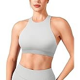 YEOREO Racerback Sports Bras for Women Padded Medium Impact Dafnien Seamless Yoga Workout Crop Tops