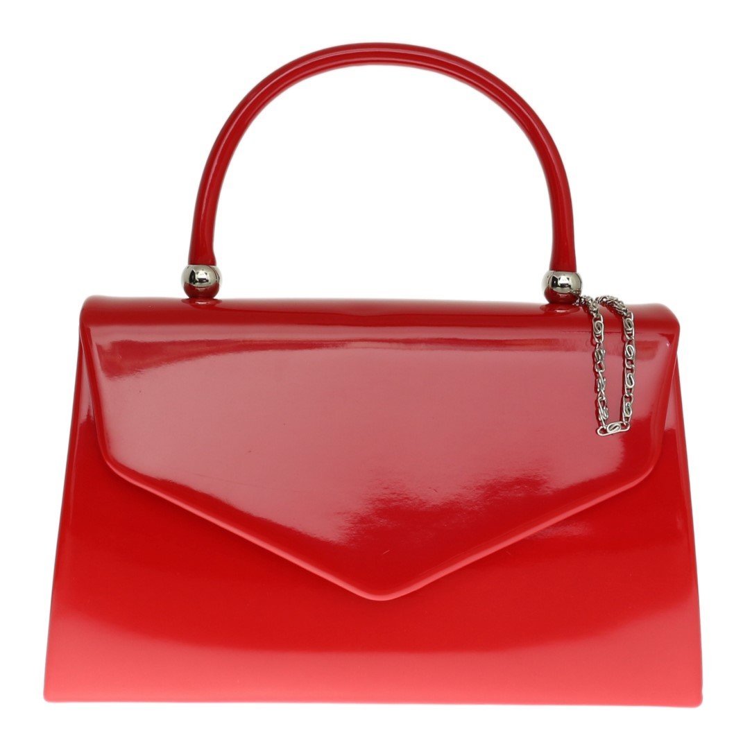 Girly Handbags Women's Patent Clutch Bag Elegant Small Hard Case Evening Handbag for Weddings, Parties, and Events Small Red