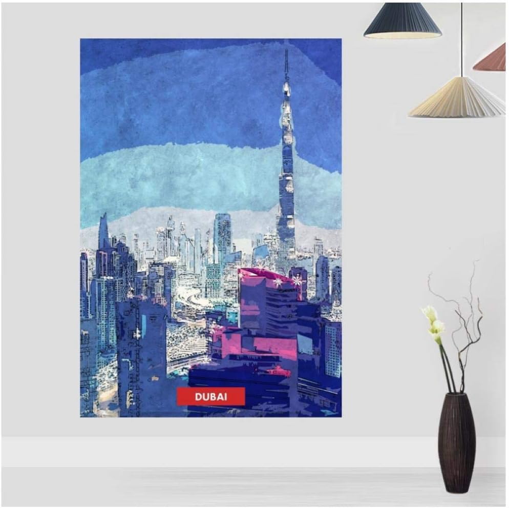 Hdksa Dubai City Skyline City Travel Poster Canvas Print Home Decor Wall Art Decor- 50X75Cmx1 Unframed