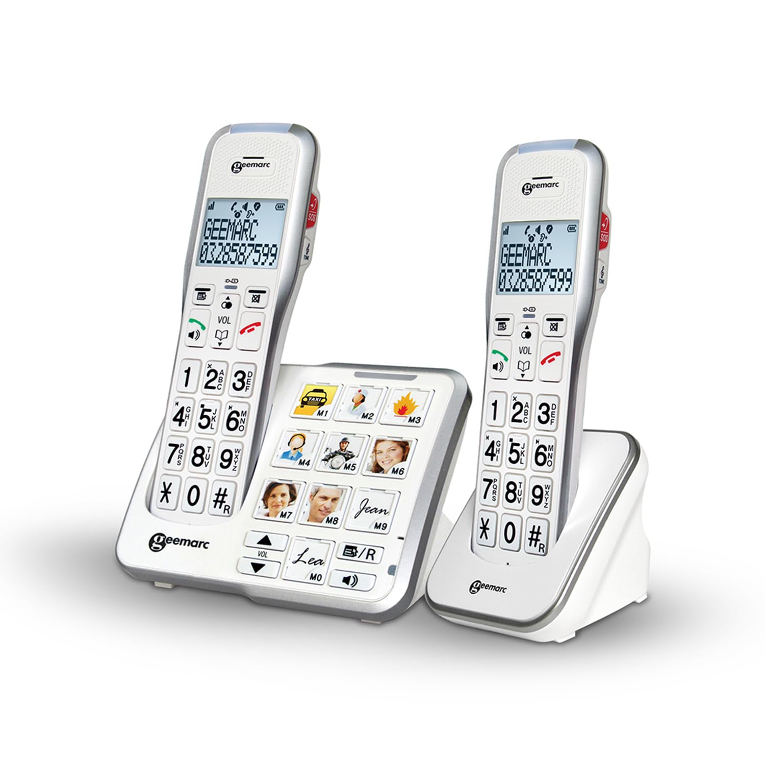 Geemarc Amplidect 595 Photo Twin - Loud Cordless Home Phones with Photo Memories, SOS Function and Large Buttons for Seniors