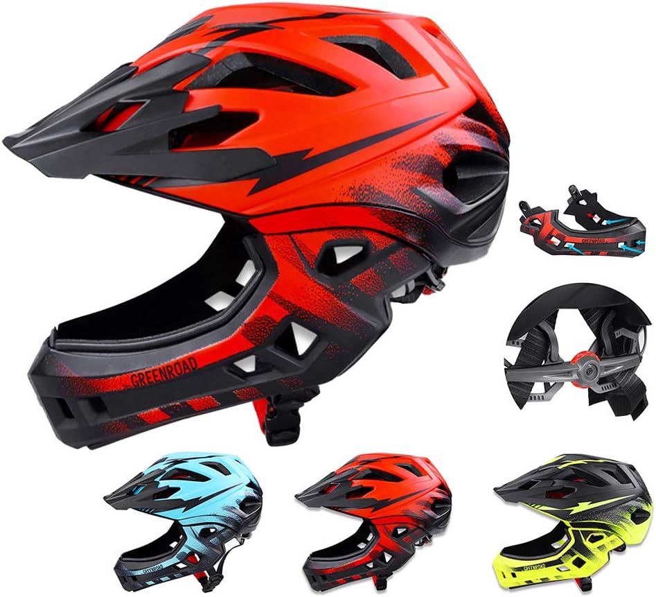 Blue WEZER OTY Casco Bimbi Casco Bici per Bambini Casco Integrale Bici MTB  BMX con Mento Staccabile 2 Dimensioni M 51-61cm Unisex,A Sport e giochi  all'aperto urban-earth.co.uk