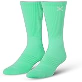 Odd Sox - Basix Bright Athletic Crew Socks - Knit Cotton Cushioned Breathable Arch Support - Large Size Unisex