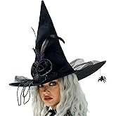 JYOUMI Halloween Witch Hat with Black Spider Witch Costume Accessories for Women Halloween Party Masquerade Cosplay Costumes