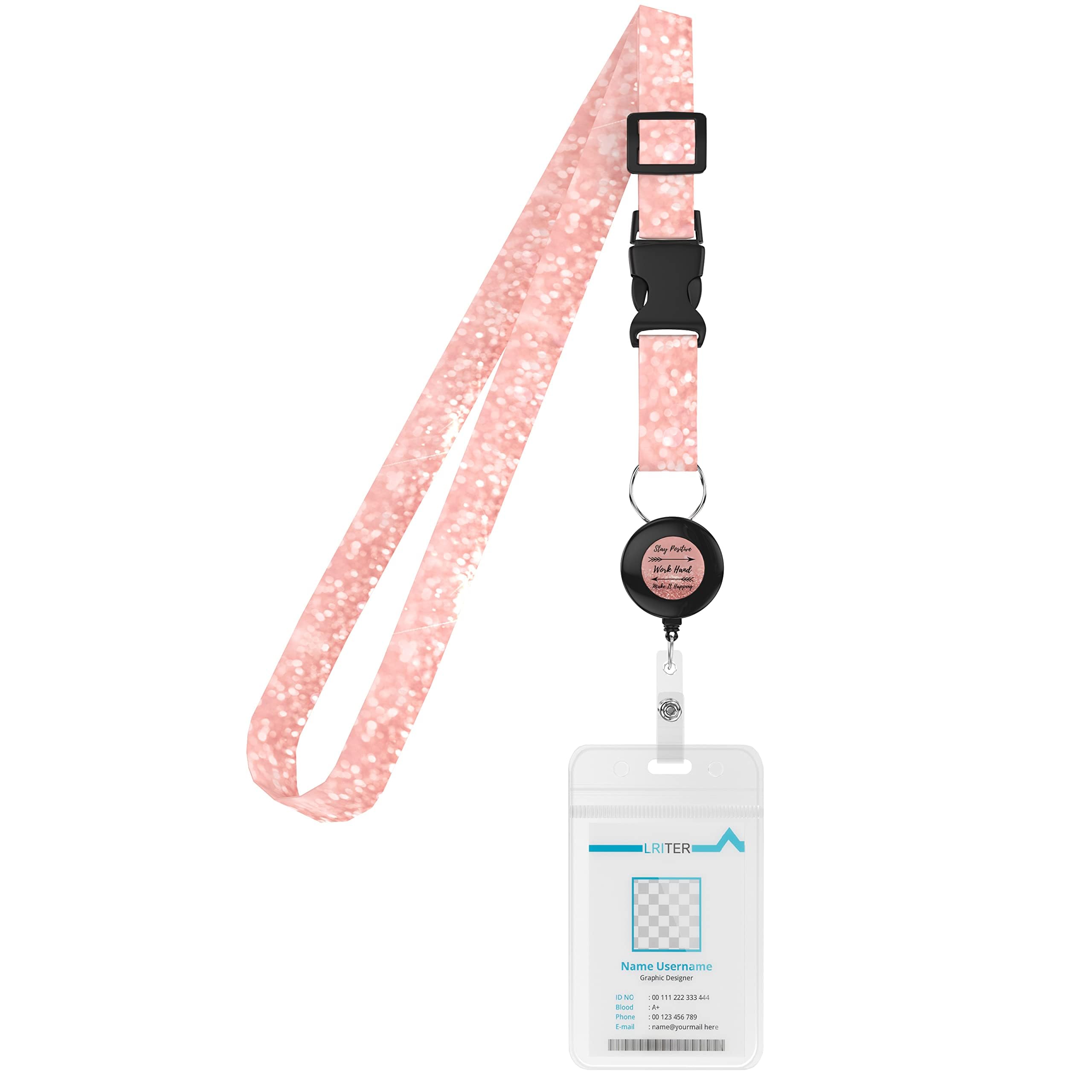 WOCOCN Cruise Ship Lanyard with Adjustable Neck Strap and Waterproof Clear Card Holder, Free Retractable, Carry with You to Protect Your Valuables (Pink)