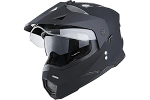 1Storm Youth Kids Dual Sport Dual Visor Motorcycle Motocross Off Road Full Face Helmet Matt Black