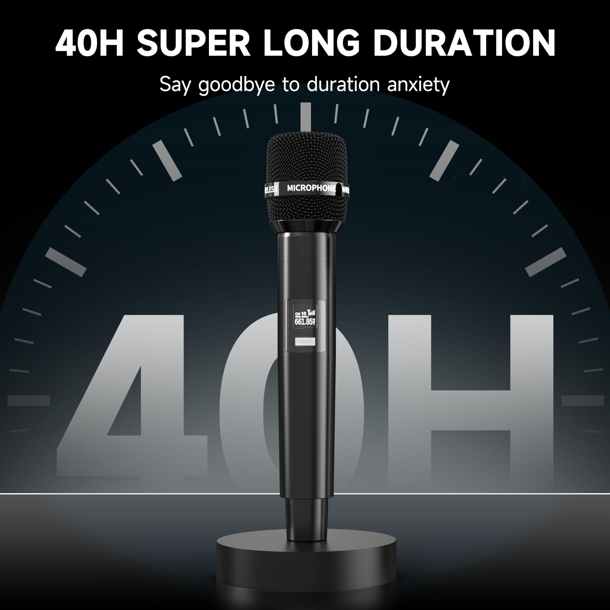 Wireless Microphones, Wireless Microphone with One-to-One Chip Connection, 40H Rechargeable Battery, 200FT Range, Plug and Play, Ergonomic Design,Less Latency Microphone for Singing, Speech, Party