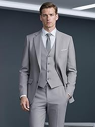 MAGE MALE Mens Two Button 3-Piece Suits Slim Fit