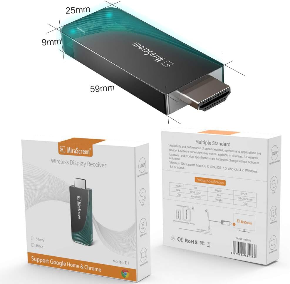 WiFi Display Dongle, iBosi Cheng 5G/2.4G Wireless Display Receiver Full HD 1080P HDMI Dongle for Smartphones Laptops to HDTV Projector Car Monitor: Electronics