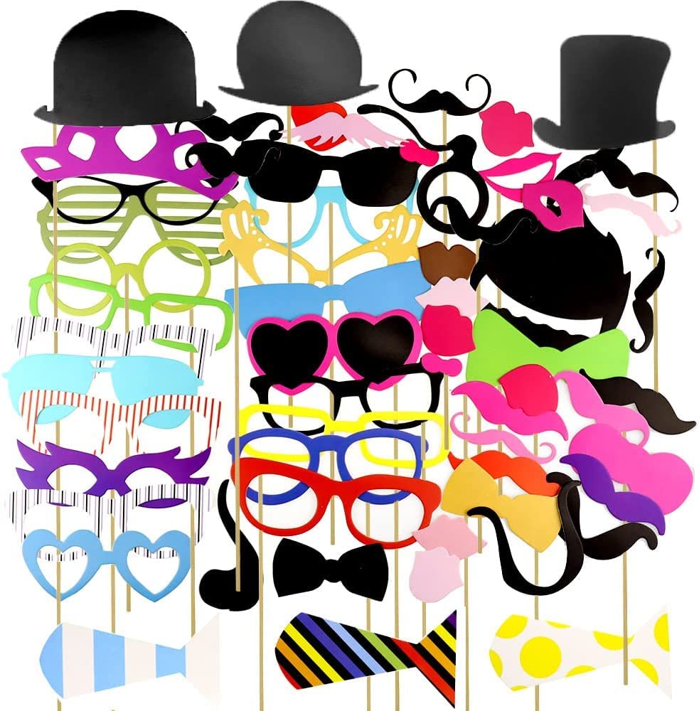 58PCS Colorful Props On A Stick Mustache Photo Booth Party Fun Wedding Birthday Party Fun Games Selfie Christmas Aniversary