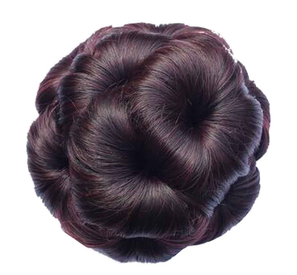 Fake Hair Bun with Hair Clip, Easy to Wear [Red Wine] Beauty