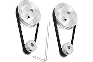 Zeelo 2PCS Set GT2 Synchronous Wheel 20&60 Teeth 5mm Bore Aluminum Timing Pulley with 2PCS Length 200mm Width 6mm Belt (20-60T-5B-6)