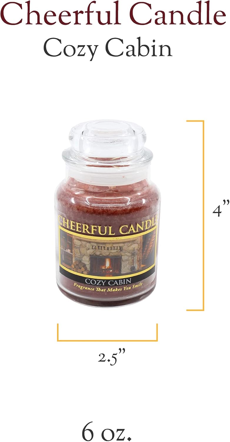 A Cheerful Giver - Cozy Cabin Scented Glass Jar Candle (6 oz) with Lid & True to Life Fragrance Made in USA: Home & Kitchen