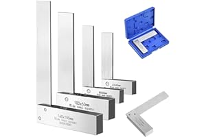 Machinist Square Set 2, 3, 4, 6 Inch, Atarvana Mechanical Steel High Precision Squares, Harden Carbon Steel, 90 Degree Wide Base, L-Type Right Angle Ruler Tool for Woodworking