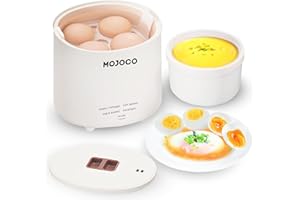 Mojoco Rapid Egg Cooker for Steamed Eggs, Boiled Hard Boiled, Soft and Onsen Tamago - Electric Egg Boiler for Home Kitchen, B