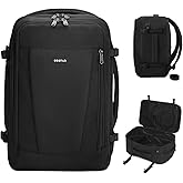ECOHUB 17'' Small Travel Backpack, United Airlines Personal Item Bag 16.7"x10"x8" with 13 Pockets Carry on Backpack with USB Port Luggage Sleeve Travel Essentials for Men Women Water Resistant, Black