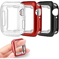 Amzpas 3 Pack Compatible for Apple Watch Case 38mm Series 3 2 1, Soft TPU Bumper Case Ultra Thin Protective Cover Frame…