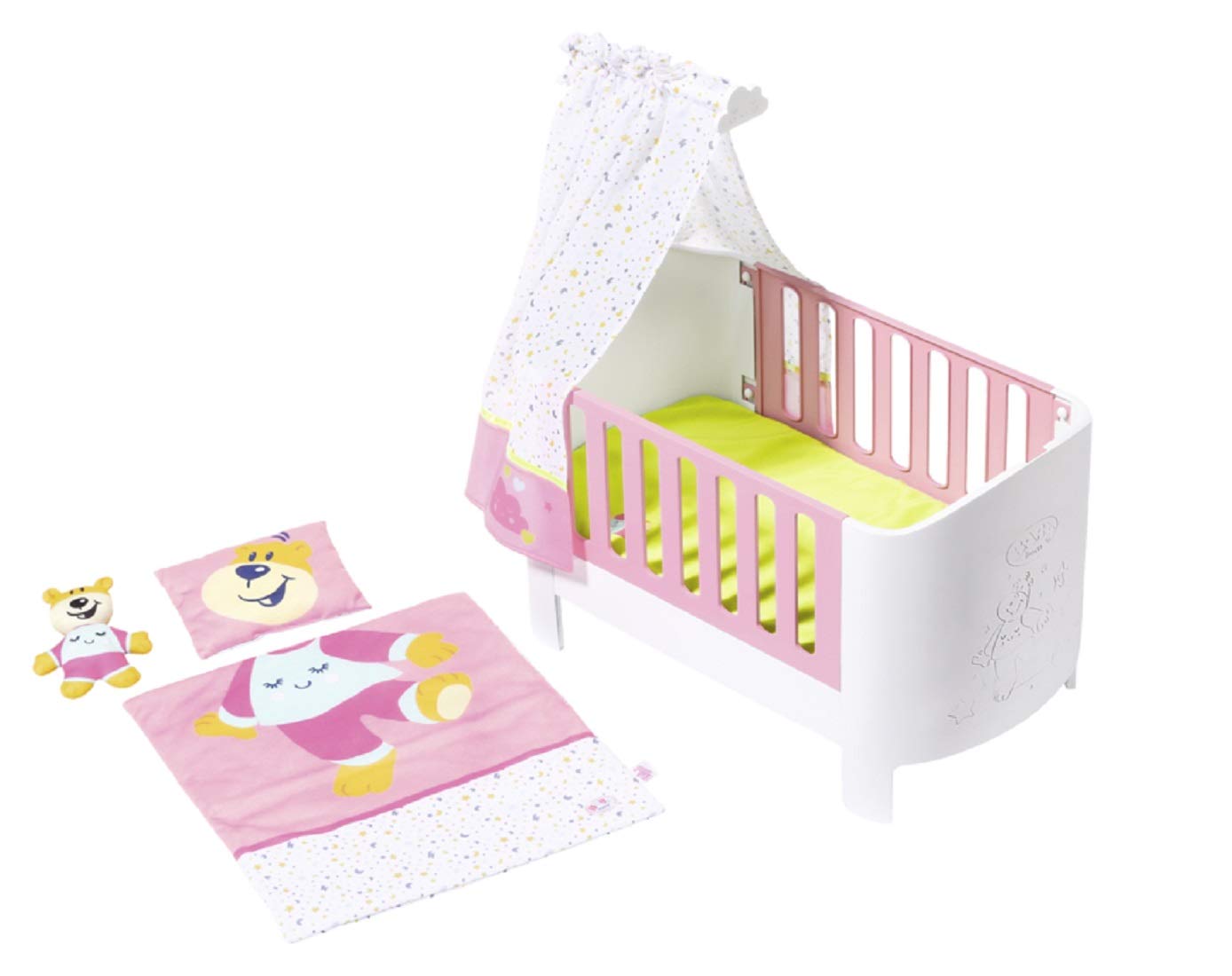 BABY born Sleep Well Bed for 43 cm Doll - Easy for Small Hands, Creative Play Promotes Empathy & Social Skills, For Toddlers 3 Years & Up - Includes Canopy, Bedding & More