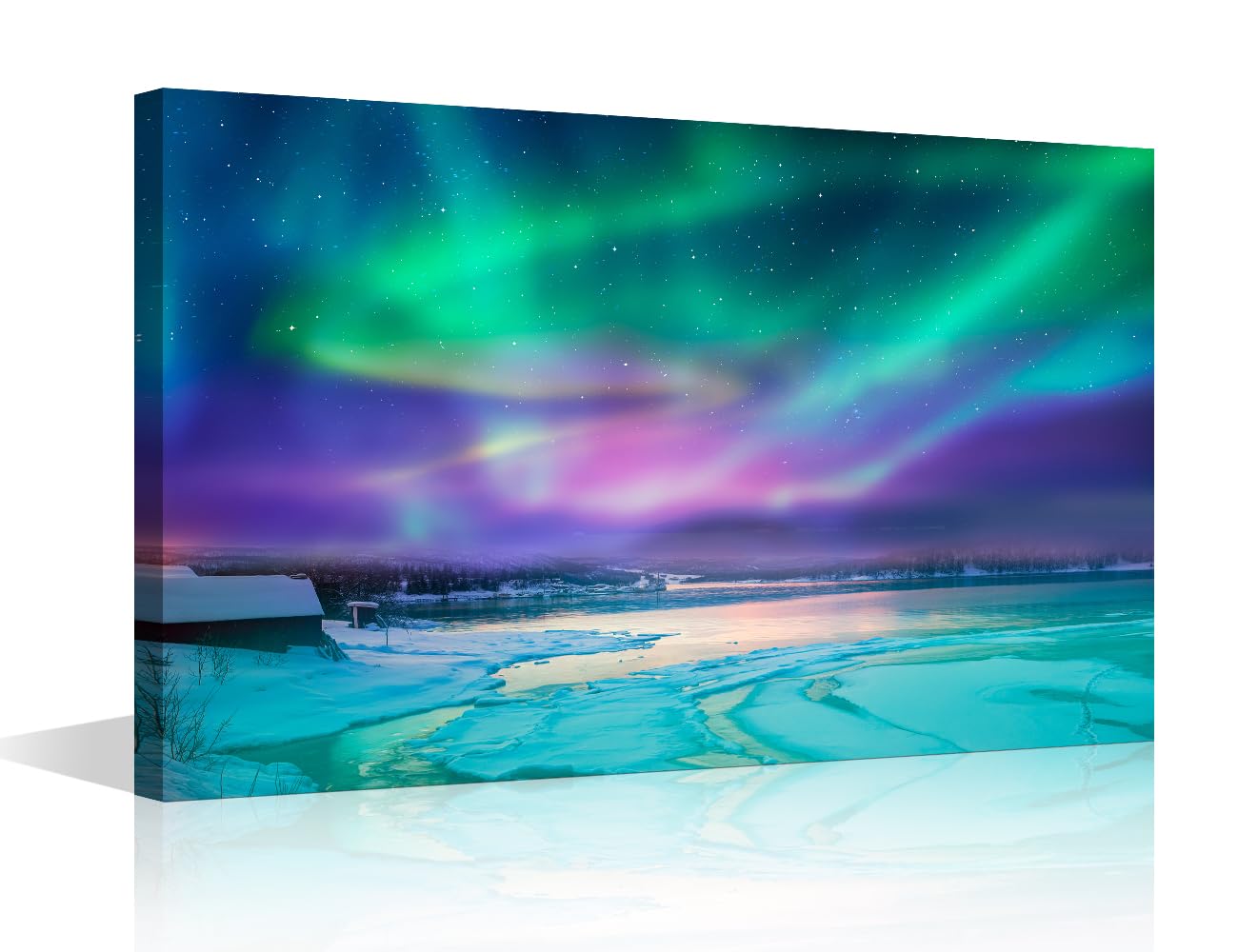 TISHIRON Wall Art for Living Room Natural Landscape Paintings on Canvas Colorful Northern Lights Pictures Modern Artwork Home Decor Posters Prints Framed Stretched Ready to Hang, 16" Wx24 H