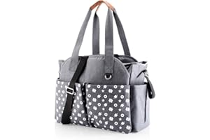 Baby Diaper Bag Tote Bag, Large Travel Toddler Diaper Bag, Diaper Changing Weekender Bag Crossbody Bag for New Mom Gift (Gray