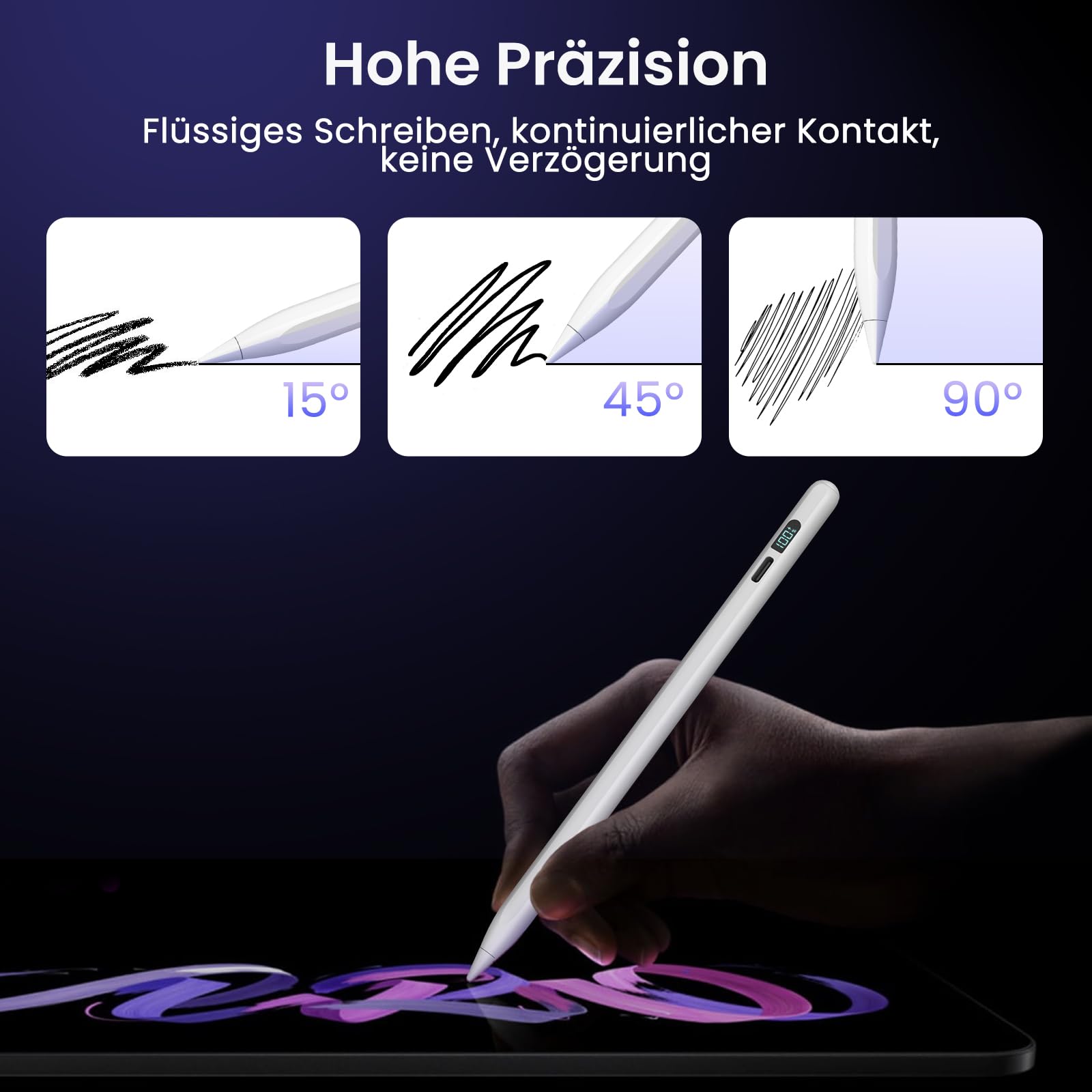 Mixoo Stylus Pen für iPad Apple2018-2026 ipad Stift 3X Schnelleres Laden/Arbeit11st. Handflächenablehnung/Neigungssensitivität,Kompatibel mit iPad11(A16)/10/9/8/7/6,Pro11/12.9/13'',Air3-5/Mini5/6/7 5