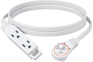 DEWENWILS 6FT Flat Plug Extension Cord, 3 Prong Ultra Thin Power Strip, 360° Rotating Plug, 13A/125V/1625W, 16 Awg Grounded Flat Power Cable for Indoor Narrow Space, SPT-3, ETL Listed, White