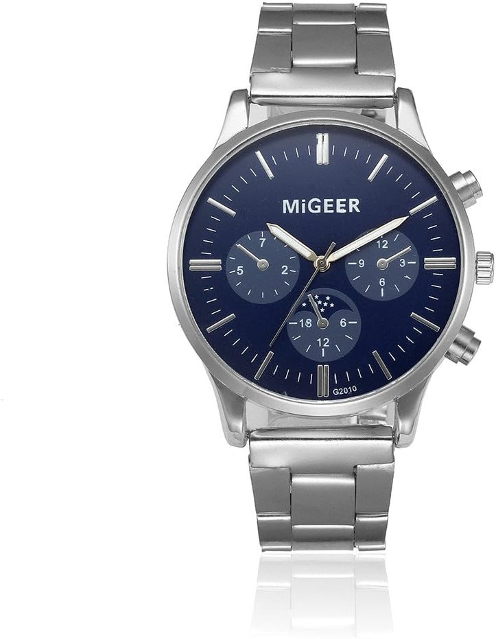 Watch, Men's Stainless Steel Sport Quartz Hour Wrist Analog Watch (Blue 8)