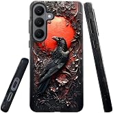DAIZAG Case for Samsung Galaxy S26 Plus,Military-Grade Protection Cover,Crow Bird Moon Gothic Dark Wooden（Glossy）
