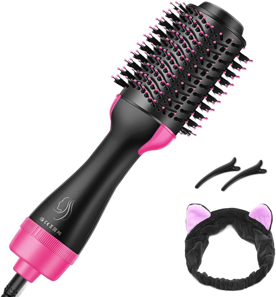 Hair Dryer Brush, 4-in-1One Step Hair Dryer & Volumizer, Round Brush and 360°Negative Ion Hot Air Brush, Ceramic Blow Dryer with New Motor for Best Hair Dryer Brush, for All Hair Types (Gray)