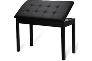 Idffdvw Wooden Double/Duet Piano Bench with Storage and Thick Cushion Faux Leather Padded Piano Stool Artist Duet Seat