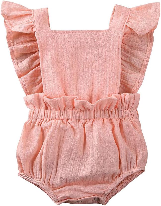 Dongci Newborn Baby Girls Ruffle Romper Jumpsuit Bodysuit Headband Summer Clothes Outifis