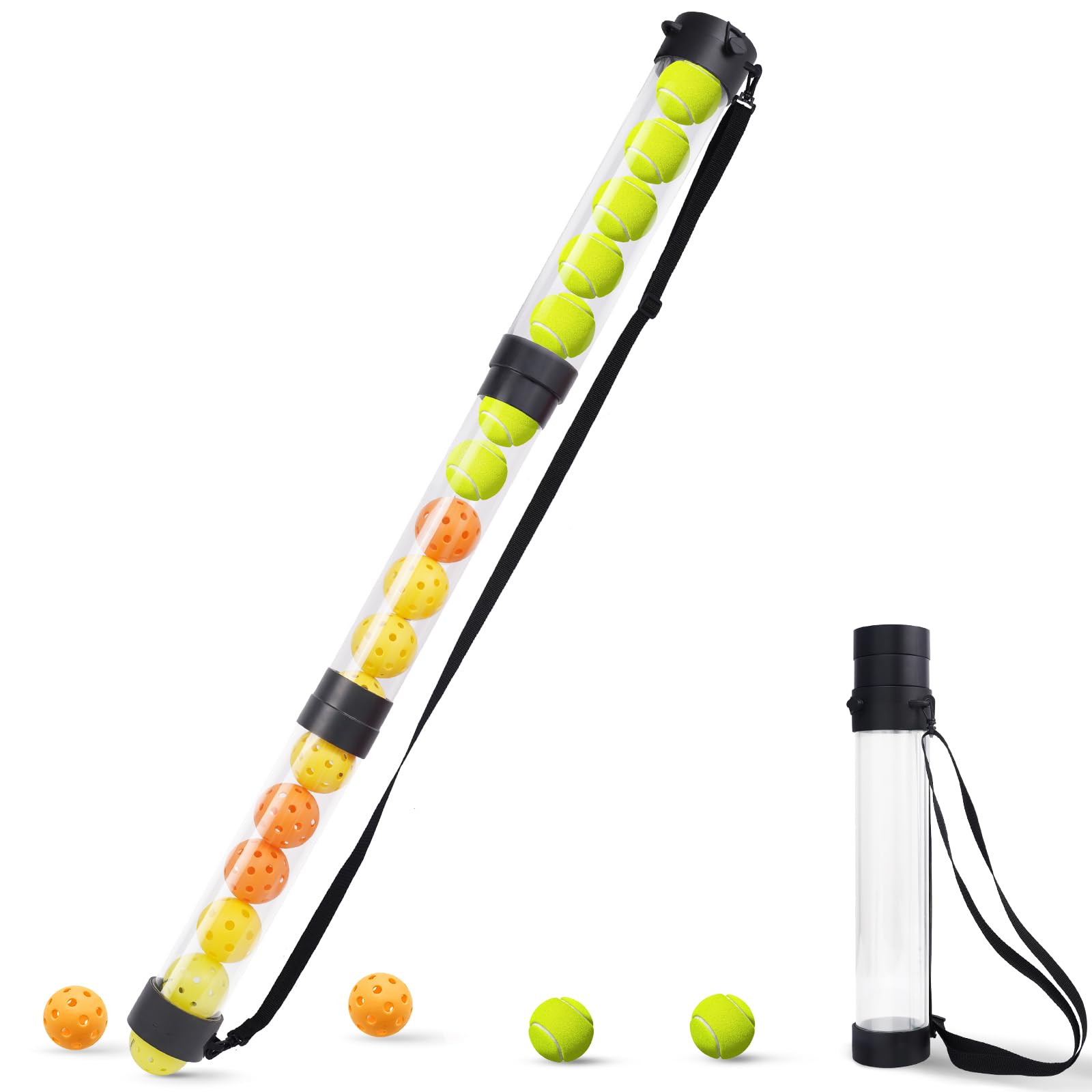 Photo 1 of 17 Balls Collapsible Pickleball Ball Retriever, Tennis Ball Retriever, Pickleball Pickup Tube with Shoulder Strap, Lightweight & Durable Ball Retriever for Easy Pickup, Collection, Carry, Storage