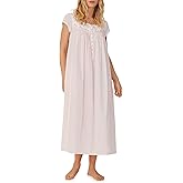 Eileen West Queen Anne's Lace Womens Sleepwear & Loungewear - Florentine Lace Collection - 100% Cotton Soft Long Nightgown