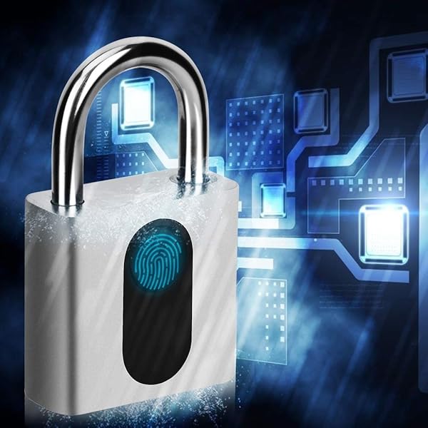 Biometrischer Fingerabdruck Vorhngeschloss Neue Generation Elektronisches Trschloss IP65 wasserdichte Vorhngeschloss Fingerabdruck Padlock Schlsselloses Vorhngeschloss Silber