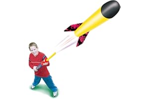 Geospace Hand Held Pump Rocket Mini Size (Single Pump) – Flying Foam Rockets Outdoor Toys for Kids, Boys & Girls – 19" Rocket Set – Hand Stomper Rockets Toy - Cool Toys for Fun