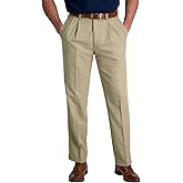 Haggar Men's Cool 18 Pro Classic Fit Pleat Front Hidden Expandable Waist Pant- Regular and Big & Tall Sizes