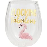 Mud Pie Flamingo Sea Icon Wine Glass; 16 oz