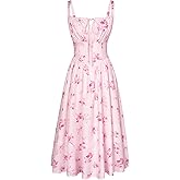 SCARLET DARKNESS Women's Floral Midi Dress Corset Sundresses 2026 Summer Spring Vacation Milkmaid Dresses