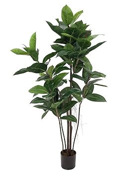 artplants Set 'Künstlicher Ficus Elastica + Gratis UV Schutz Spray' - Künstlicher Gummibaum VICA, Kunststämme, grün, 120 cm