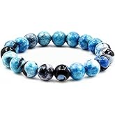 PZTIIY Natural Energy Healing Stone Charm Bracelet 8mm Natural Energy Healing Lava Rock Bracelet - Unisex