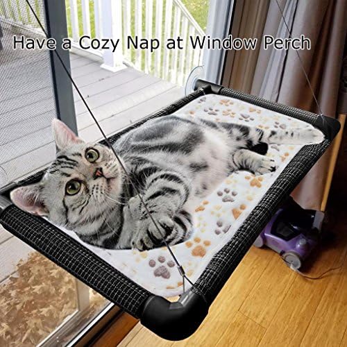 Cat Bed Window Perch Hammock Sunny Seat Space Saving Installs In Seconds No Tools Required Assembled Size Machine Washable Cover Great For Multiple Cats Keeps Cats Warm &amp; Happy