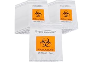 Aoketo 100pcs Biohazard Specimen Zip Bags with Extra Pocket, 6"x9.8"/15x25cm, 2 Mil Thick, Laboratory Sample Bag with Biohazard Logo Printing, For Your Laboratory Or Health Care Facility Samples