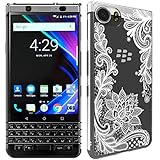 BlackBerry KEYone Case, SWODERS Flower Clear Design Shock Absorbing TPU + Hard PC Bumper Case For BlackBerry KEYone Mercury DTEK70 - White