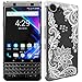 BlackBerry KEYone Case, SWODERS Flower Clear Design Shock Absorbing TPU + Hard PC Bumper Case For BlackBerry KEYone Mercury DTEK70 - White
