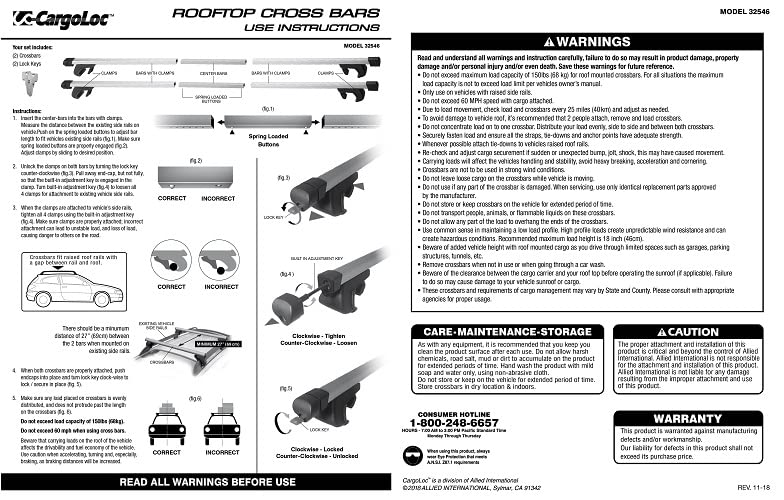 CargoLoc 2Piece 52" Aluminum Roof Top Cross Bar Set Fits Maximum 46